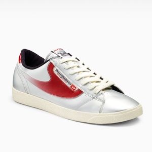 DIESEL SILVER METALLIC EAGLE SNEAKERS SIZE 12 MENS